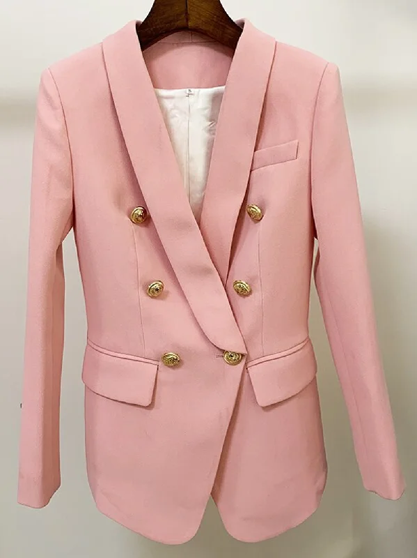 Oversized Double Breasted Pink Blazer