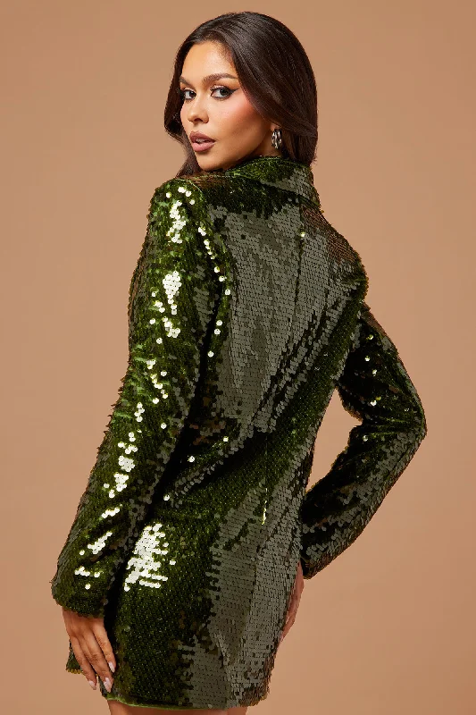 Selene Sequin Blazer - Green