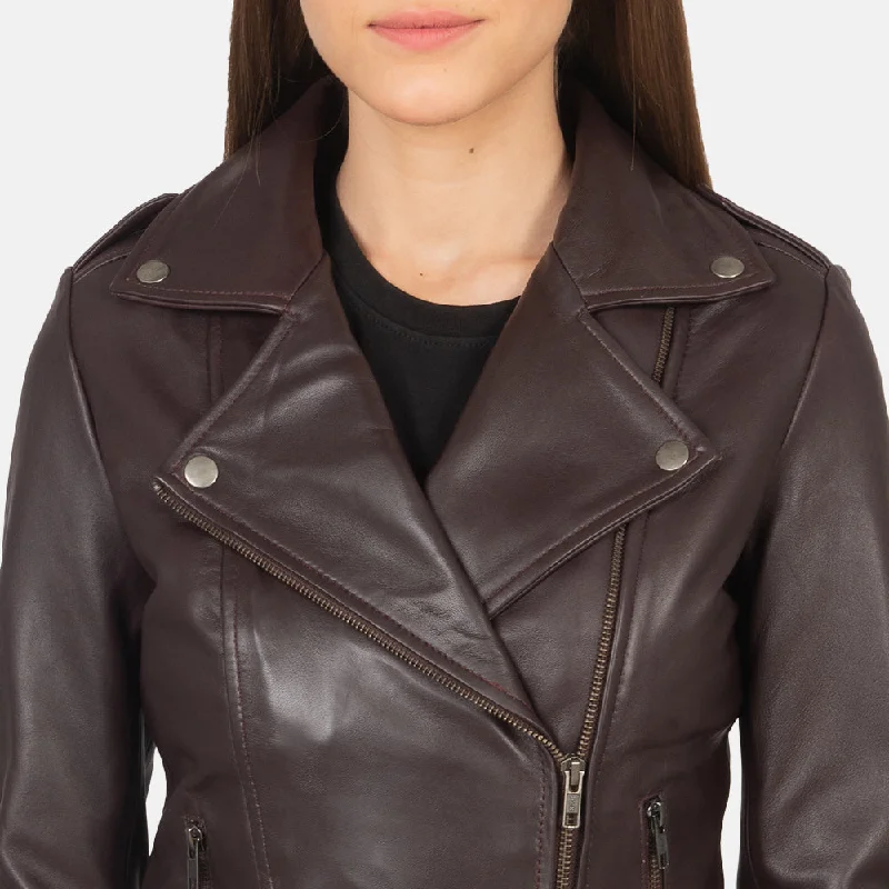 Women's Flashback  Chocolate Brown Biker Leather Jacket