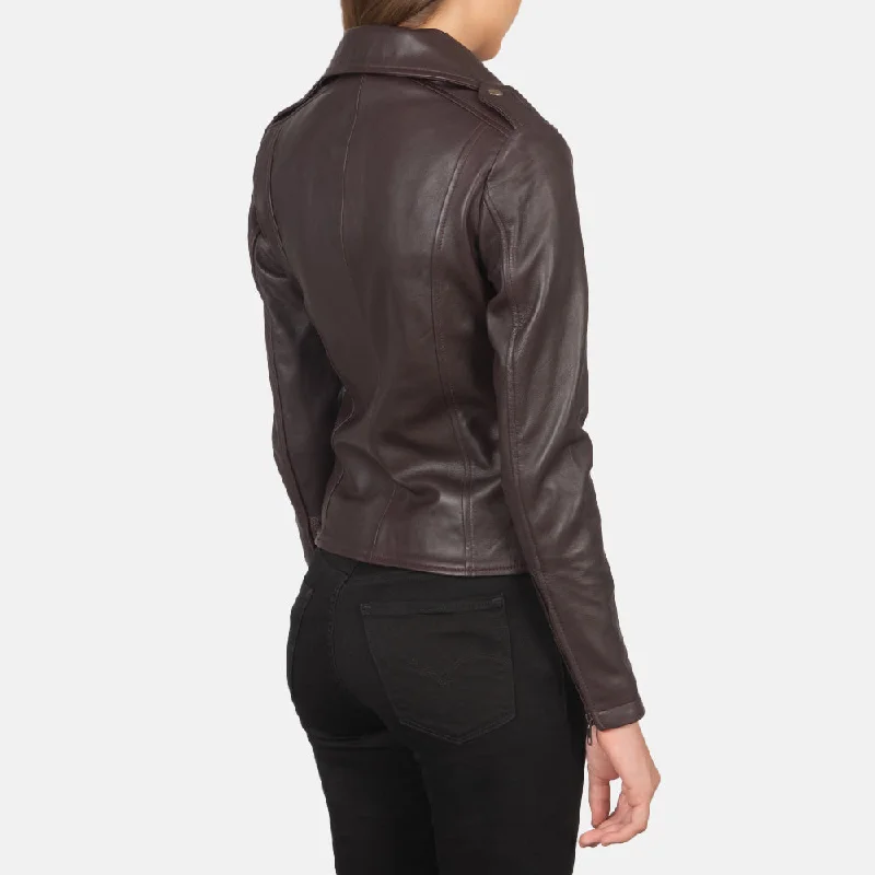 Women's Flashback  Chocolate Brown Biker Leather Jacket