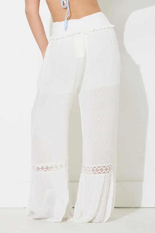 White Swiss Dot W/ Crochet Pant