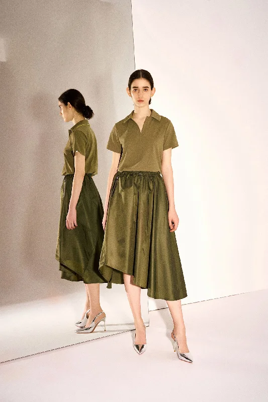 Miranda Water and Wind-resistant Skirt with Drawstring Waist & Asymmetric Hem