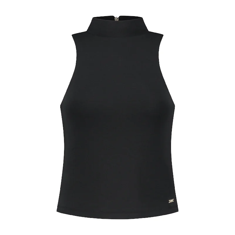 Donna turtle neck sleeveless top - Black