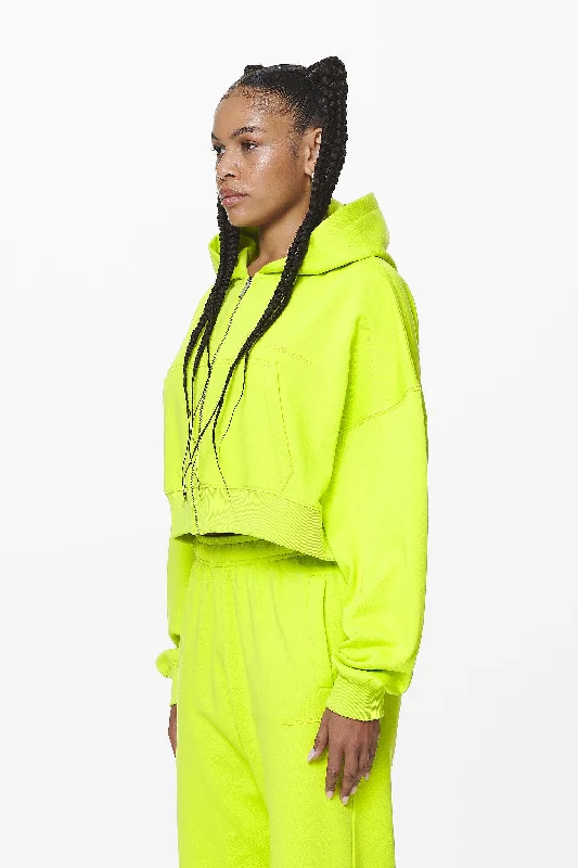 Marla Cropped Zip Hoodie Washed Lime Yellow Gum