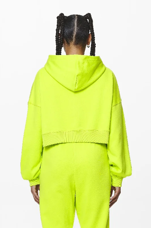 Marla Cropped Zip Hoodie Washed Lime Yellow Gum