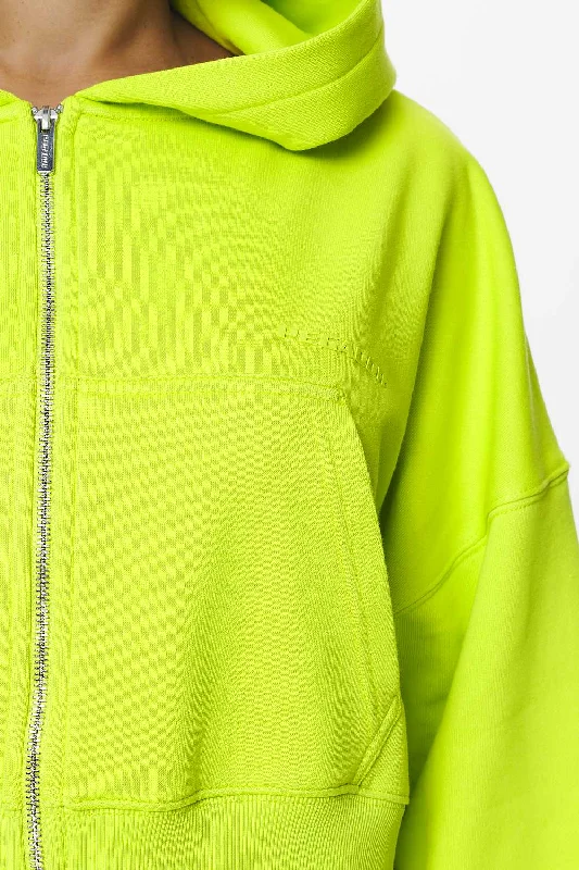 Marla Cropped Zip Hoodie Washed Lime Yellow Gum