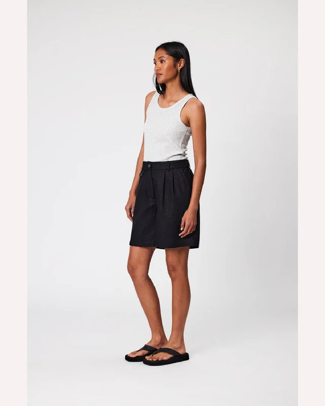 Marlow Bermuda Linen Short - Black