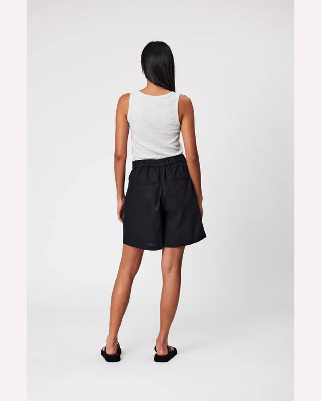 Marlow Bermuda Linen Short - Black