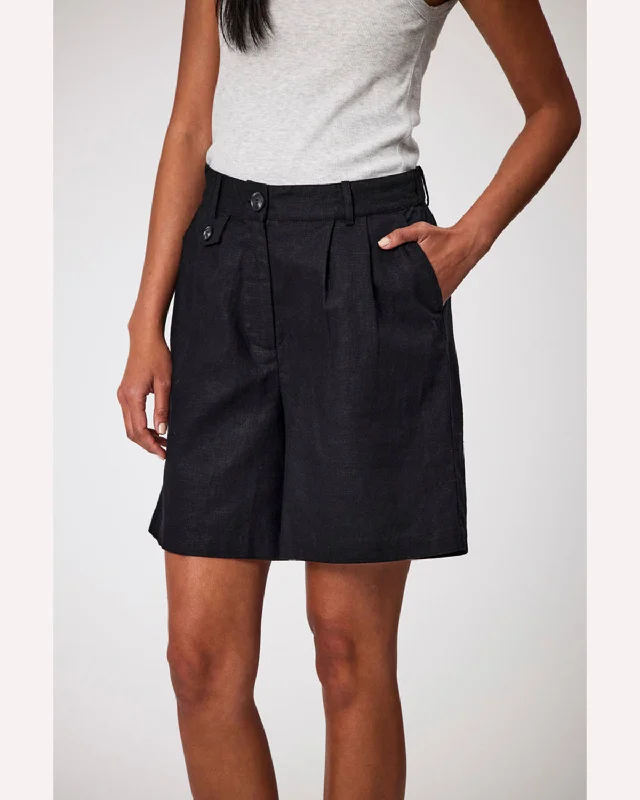 Marlow Bermuda Linen Short - Black