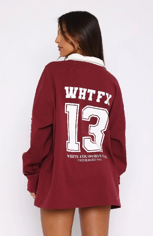 On Your Team Long Sleeve Oversized Tee Maroon