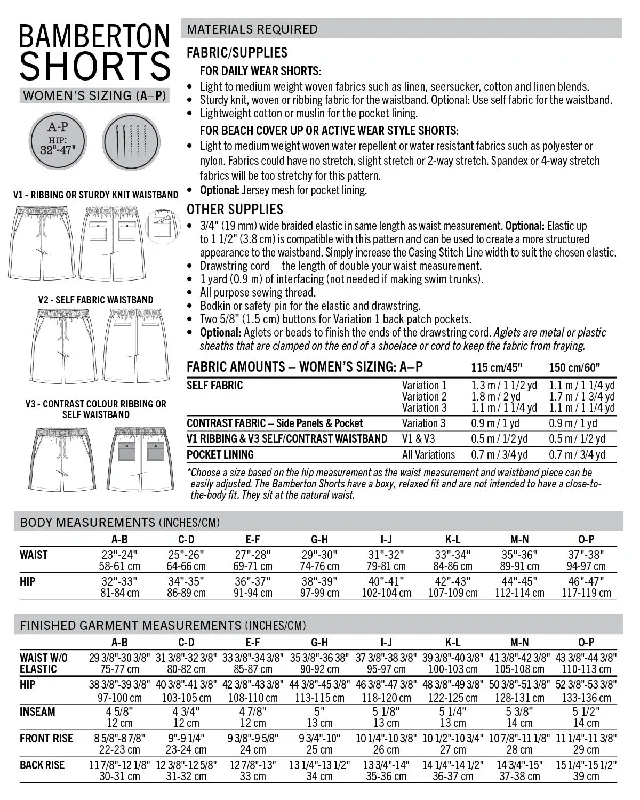 PDF Pattern - Bamberton Shorts - Women | Thread Theory