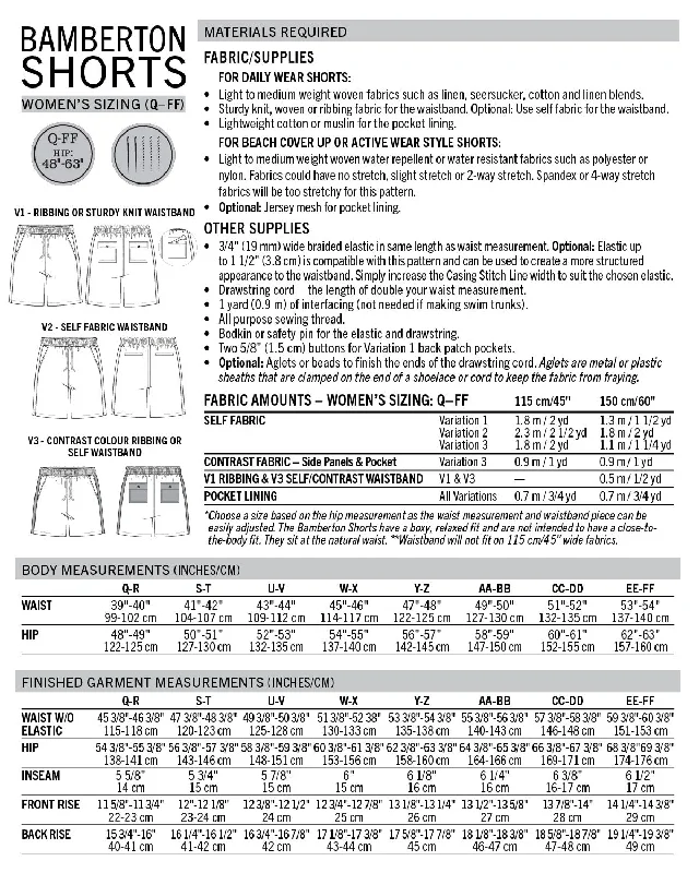 PDF Pattern - Bamberton Shorts - Women | Thread Theory