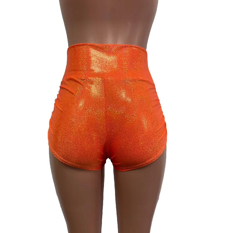 Ruched Booty Shorts - Orange Sparkle