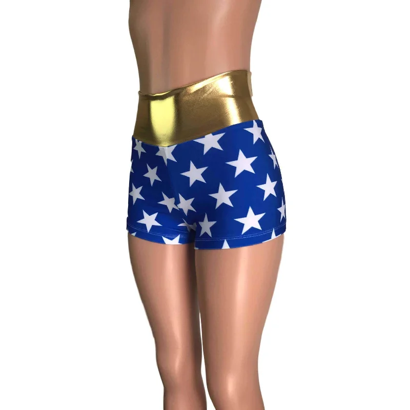 High Waisted Booty Shorts - Wonder Woman Inspired