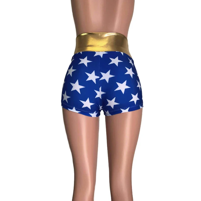 High Waisted Booty Shorts - Wonder Woman Inspired