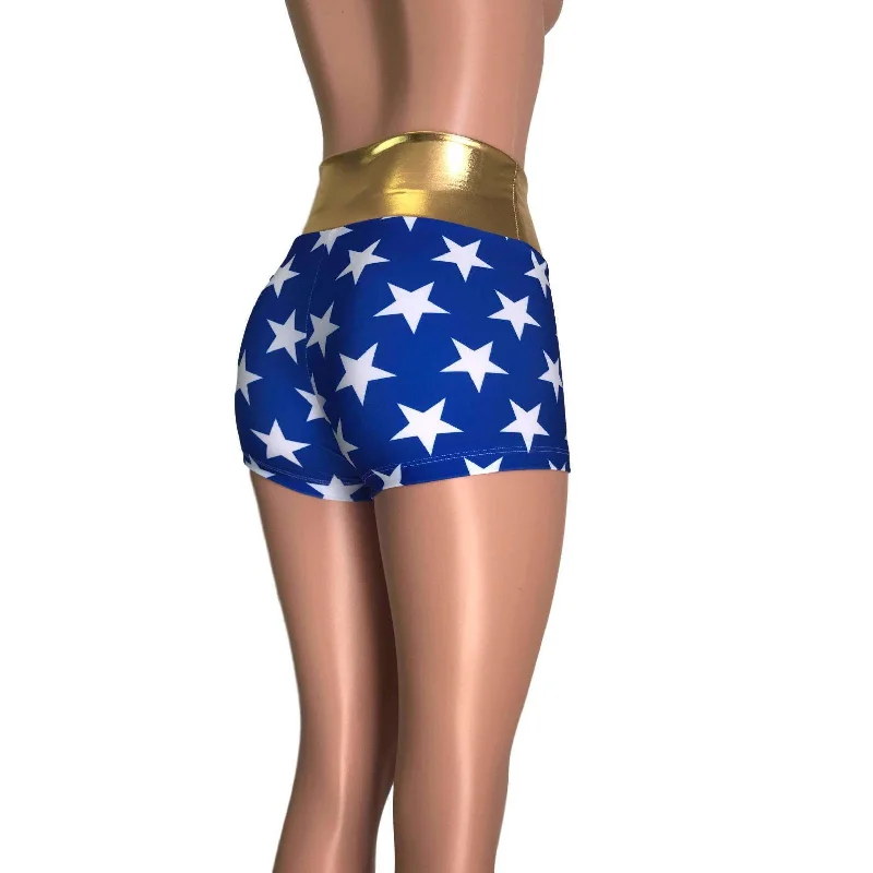 High Waisted Booty Shorts - Wonder Woman Inspired