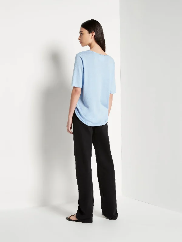 JHL V-Neck T (Fine Cotton Cashmere) Cornflower Blue