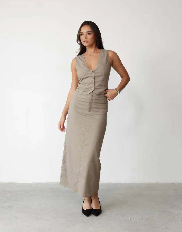 Keanna Linen Vest Top (Stone)