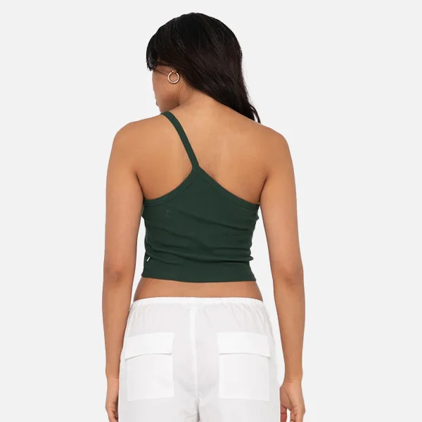 Rusty Everywhere One Shoulder Tank - Dark Emerald