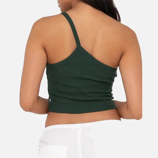 Rusty Everywhere One Shoulder Tank - Dark Emerald