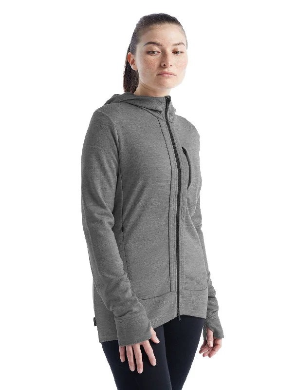 Womens Quantum III LS Zip Hoodie - Metro Heather