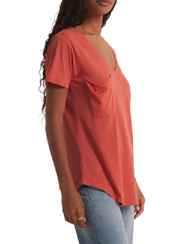 Z Supply V Neck Pocket Tee Tango