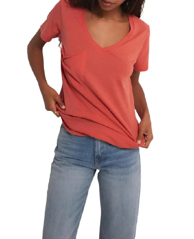 Z Supply V Neck Pocket Tee Tango