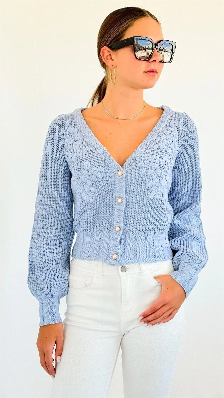 Button Down Embroidery Cardigan Sweater