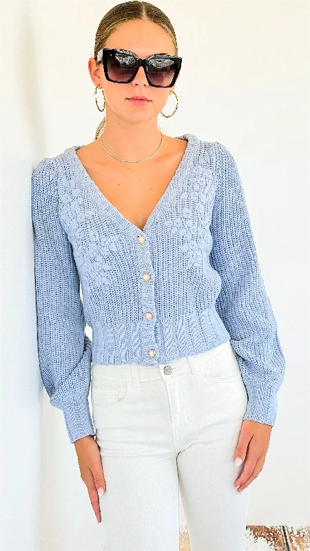 Button Down Embroidery Cardigan Sweater