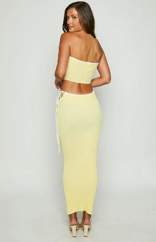 Pia Yellow Contrast Bind Knit Tube Top