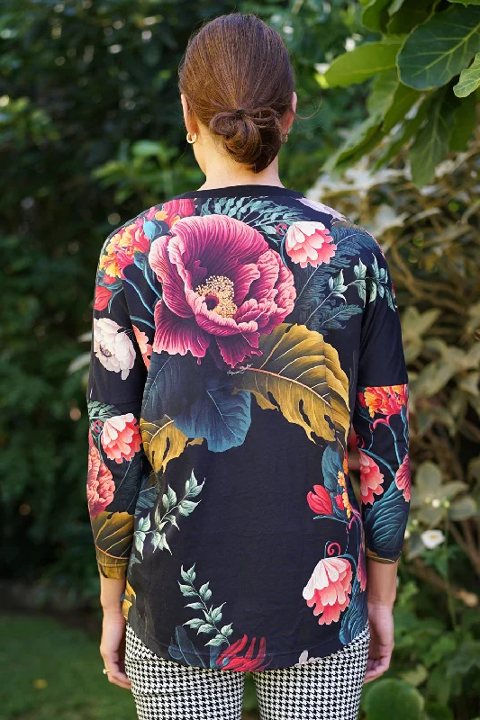 Tami Top - Black Tropical Poppies | SALE