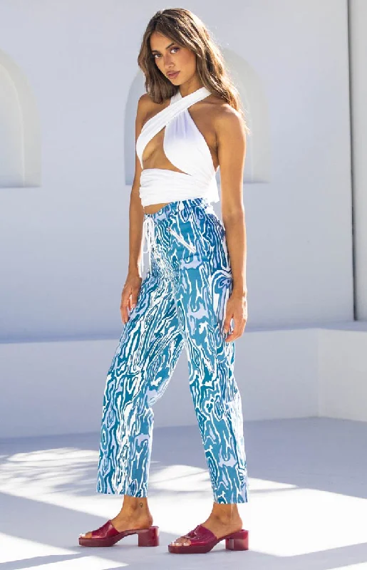 Havana Lace Up Pants Blue