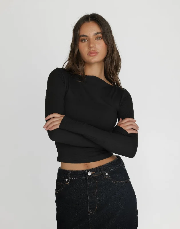 Lucian Long Sleeve Top (Black)