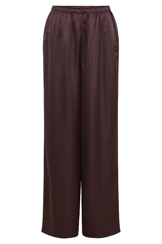 Marciela Satin Straight Leg Pant - Dark Chocolate