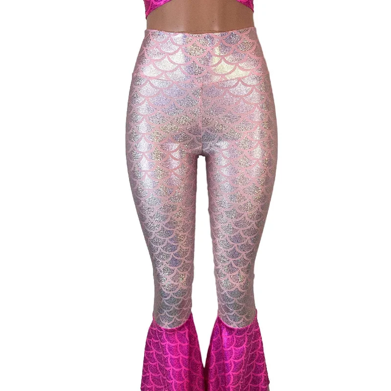 Tiered Bell Bottom Flares - Pink Mermaid Scales