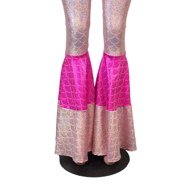 Tiered Bell Bottom Flares - Pink Mermaid Scales