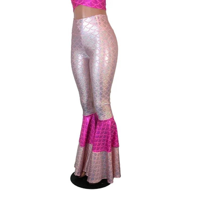 Tiered Bell Bottom Flares - Pink Mermaid Scales