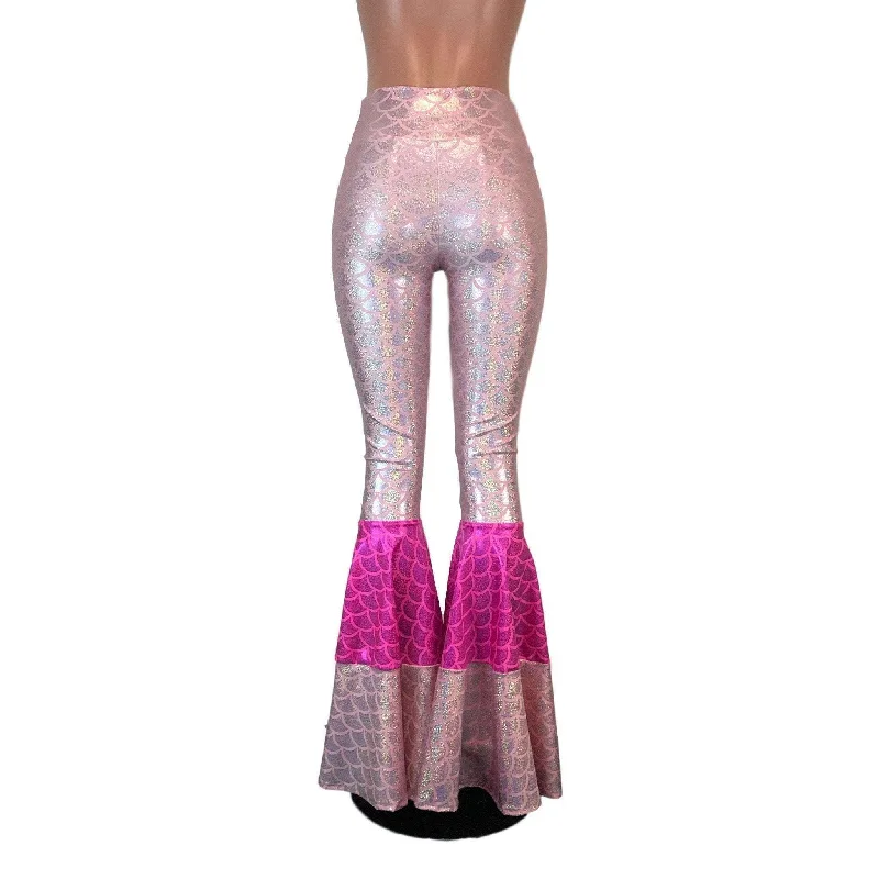 Tiered Bell Bottom Flares - Pink Mermaid Scales