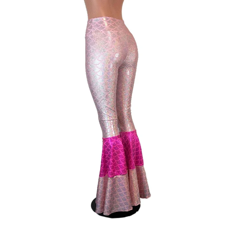 Tiered Bell Bottom Flares - Pink Mermaid Scales