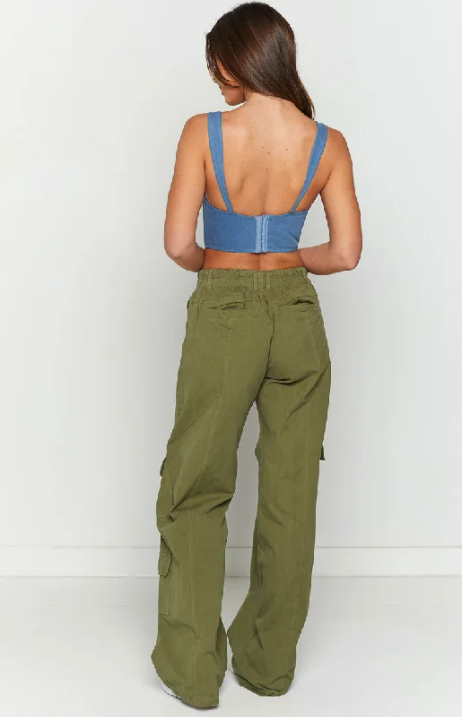 Millie Khaki Low Rise Cargo Trousers