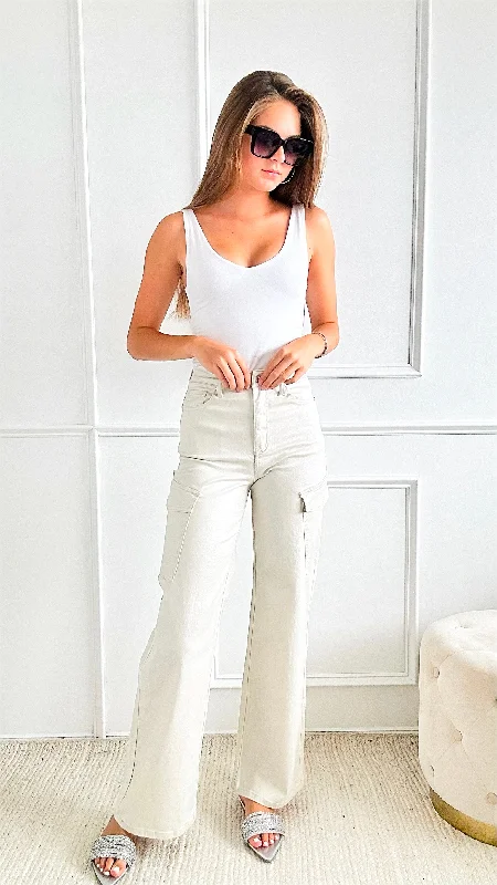 Sparkle High-Waist Cargo Jeans