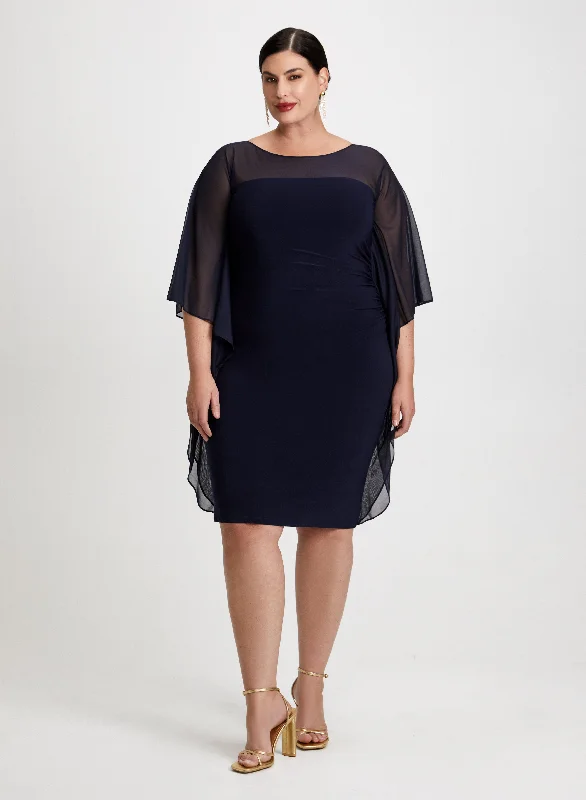 Joseph Ribkoff - Illusion Neck Ruffle Detail Dress