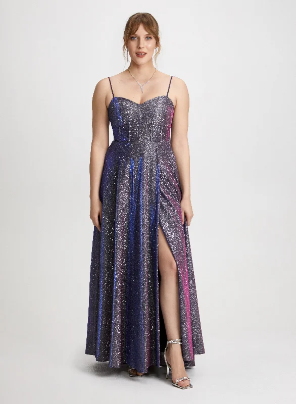 Metallic High Slit Dress